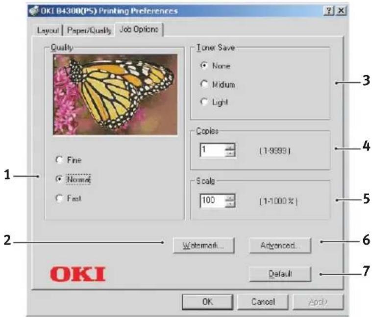 OKI B4300 - Job Options tab - 1