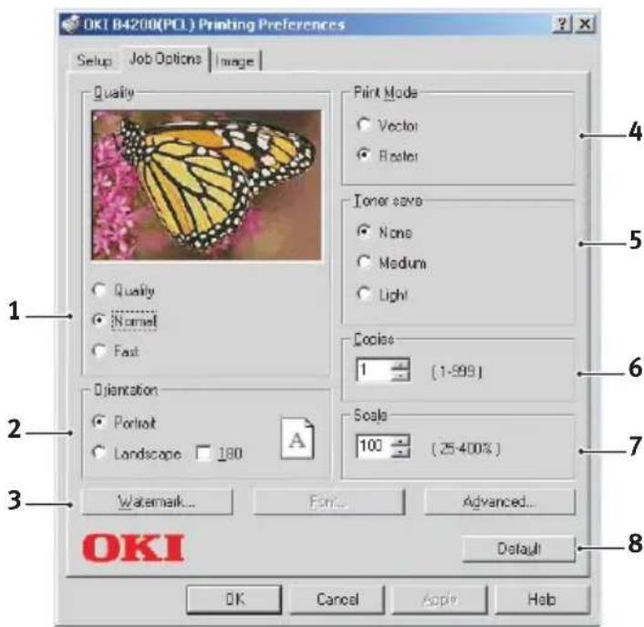 OKI B4300 - Job Options tab - 1