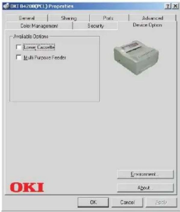 OKI B4200 - Registerkarte Geräteoptionen - 1