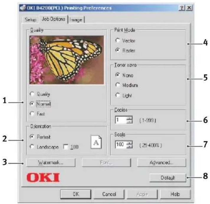 OKI B4200 - Registerkarte Auftragsoptionen - 1