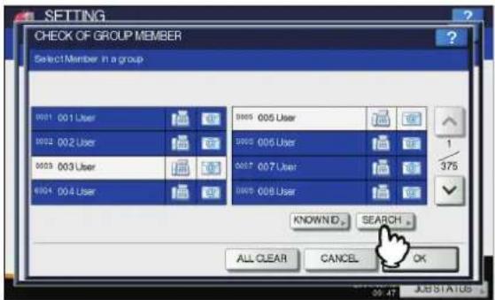 OKI MPS4242 - Hinzufügen oder Entfernen der Kontakte durch Suche mit Suchkriterium - 1