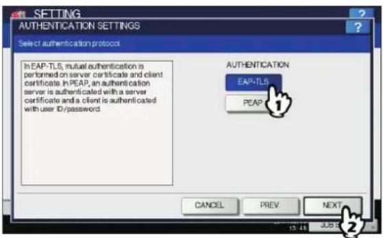 OKI MPS4242 - Drücken Sie [EAP-TLS] und danach [WEITER(NEXT)]. - 1