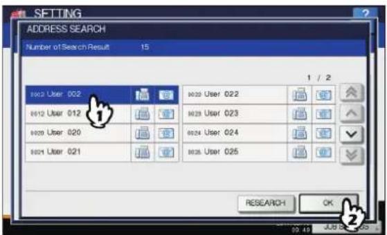 OKI MPS4242 - Hinzufügen oder Entfernen der Kontakte durch Suche mit Suchkriterium - 4
