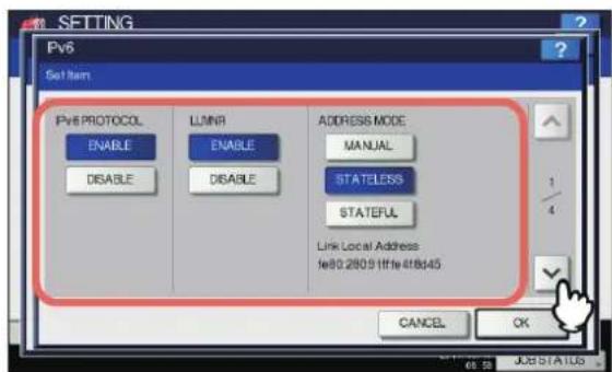 OKI MPS4242 - Definieren Sie im IPv6 Fenster bei Bedarf folgende Positionen und drücken Sie - 1