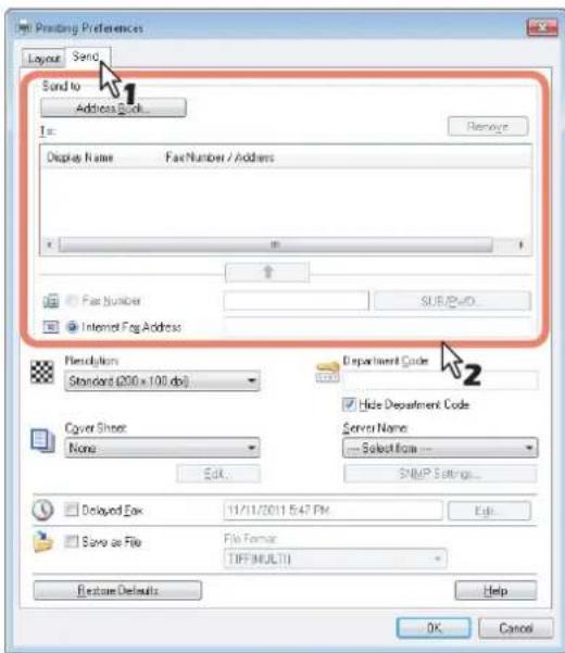 OKI MPS4242 - Klicken Sie auf das [Senden(Send)] Register und wählen Sie die Empfänger. - 1