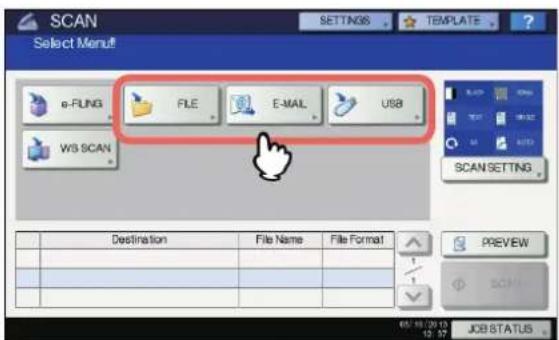 OKI MPS4242 - Drücken Sie im SCAN-Menü [DATEI(FILE)], [E-MAIL] oder [USB] als Scanfunktion. - 1