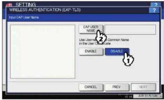 OKI MPS4242 - Drücken Sie [DEAKTIVIEREN(DISABLE)] und drücken [EAP USER NAME(EAP USER NAME)]. - 1