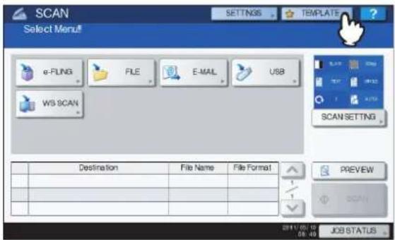 OKI MPS4242 - Drücken Sie im Touch Screen [VORLAGE(TEMPLATE)], um das TEMPLATE Menü aufzurufen. - 1