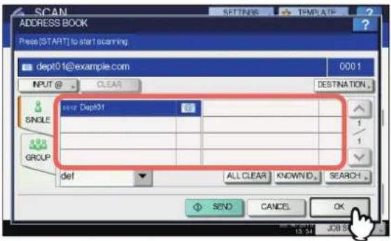 OKI MPS4242 - Drücken Sie für diesen Kontakt. Für In E-Mail scannen drücken Sie danach [OK]. - 1