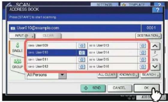 OKI MPS4242 - Drücken Sie für diesen Kontakt. Für In E-Mail scannen drücken Sie danach [OK]. - 1