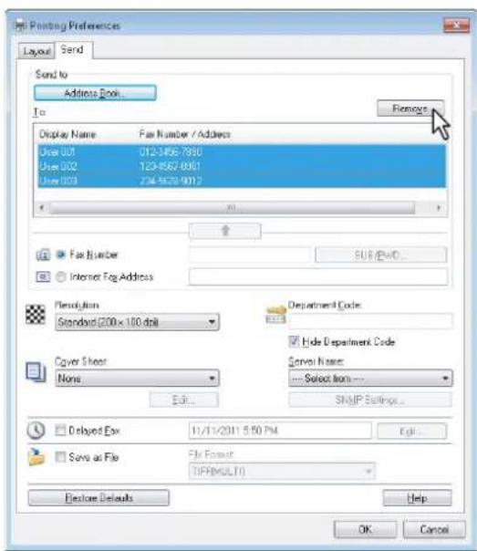 OKI MPS4242 - Wählen Sie einen Empfänger und klicken Sie auf [Entfernen(Remove)]. - 1