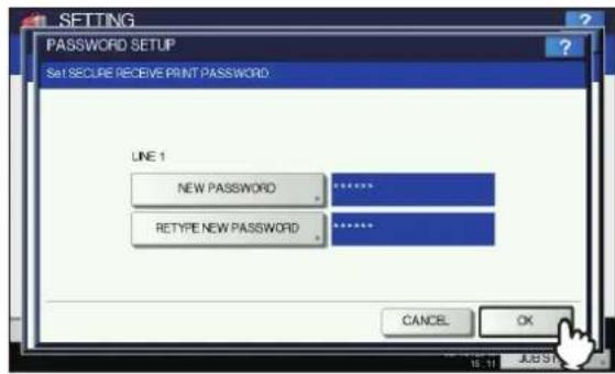 OKI MPS4242 - Drücken Sie [NOCHM. NEU. KENNWORT(RETYPE NEW PASSWORD)], geben Sie das gleiche Kennwort erneut ein und drücken Sie [OK]. - 1
