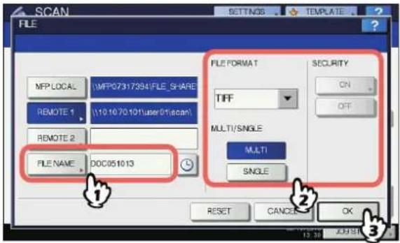 OKI MC770 - Definieren Sie bei Bedarf die Einstellungen für die Datei. - 1