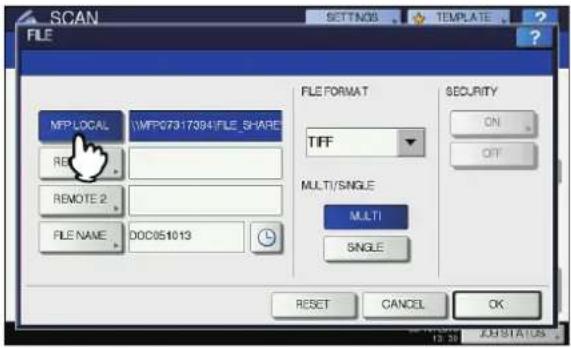 OKI MC770 - Kontrollieren Sie, dass [MFP LOKAL(MFP LOCAL)] ausgewählt ist. - 1