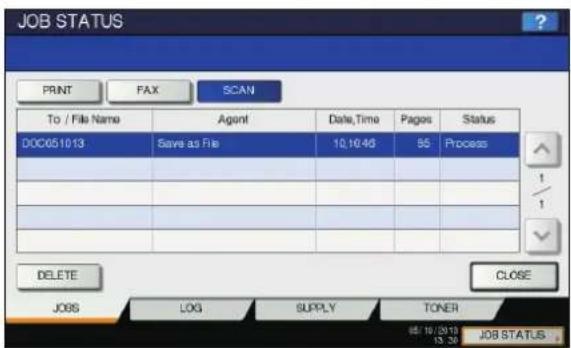 OKI MC770 - Anzeigen des Scan-Auftragsstatus - 1