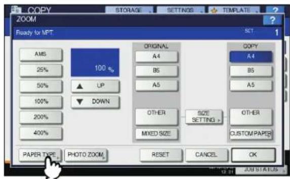 OKI MC770 - Drücken Sie [PAPIERTYP(PAPER TYPE)] auf dem Touchscreen, wenn ein anderes Papier als Normalpapier in die Mehrzweckkassette eingelegt ist. - 1
