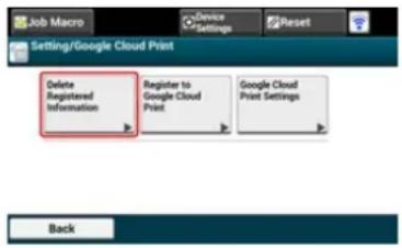 OKI MB562dnw - Wenn auf dem Google Cloud Print Administration-Bildschirm die Informationen über Registrierung löschen. - 1