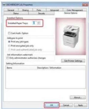 OKI ES5162dnw - Einstellen der Kassette 2 (optional) im Windows PCL Druckertreiber - 1