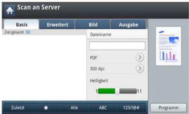 SAMSUNG ProXpress SL-M4080 - Überblick über den Bildschirm Scan an Server - 1