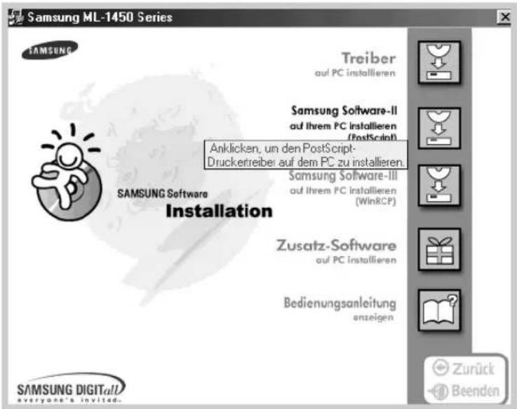 SAMSUNG ML-1451N - Installieren des PS-Treibers in Windows 2000/XP - 1