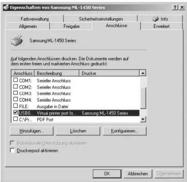 SAMSUNG ML-1451N - Überprüfen Sie den Druckeranschluss am PC - 2