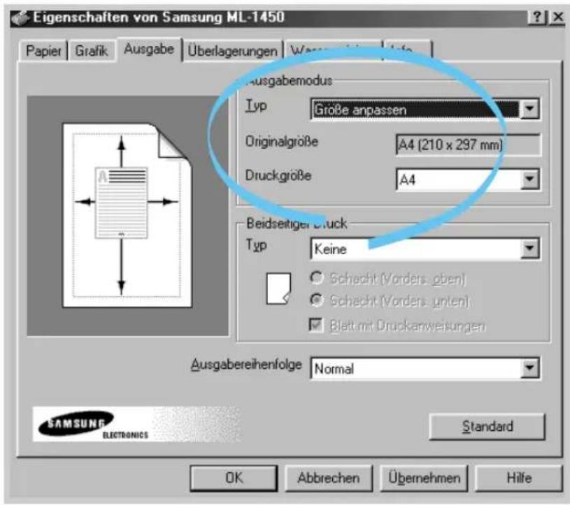 SAMSUNG ML-1451N - Anpassen des Dokuments an ein ausgewähltes Papierformat - 2
