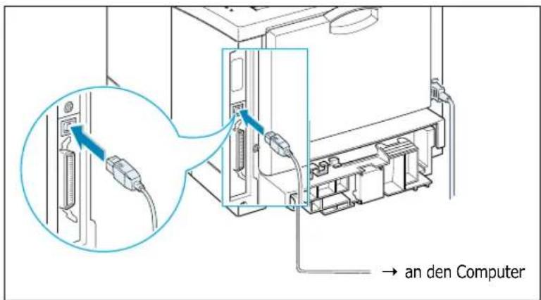 SAMSUNG ML-1451N - Anschluss des Druckers mit einem USB-Kabel und Installation des USB-Treibers - 1