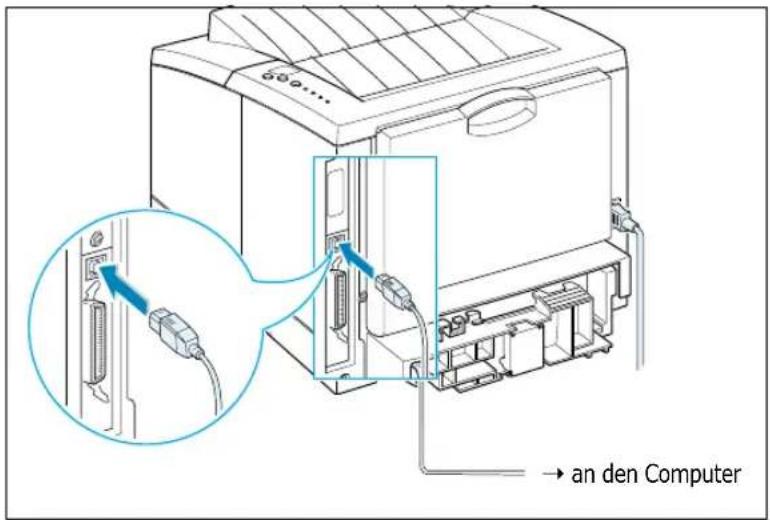 SAMSUNG ML-1451N - Schließen Sie den Drucker über USB-Kabel an - 1