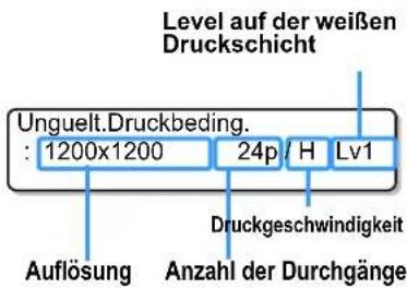 Level auf der weißen Druckschicht Unguelt.Druckbeding. : 1200x1200 24p / H Lv1 Auflösung Druckgeschwindigkeit Anzahl der Durchgänge