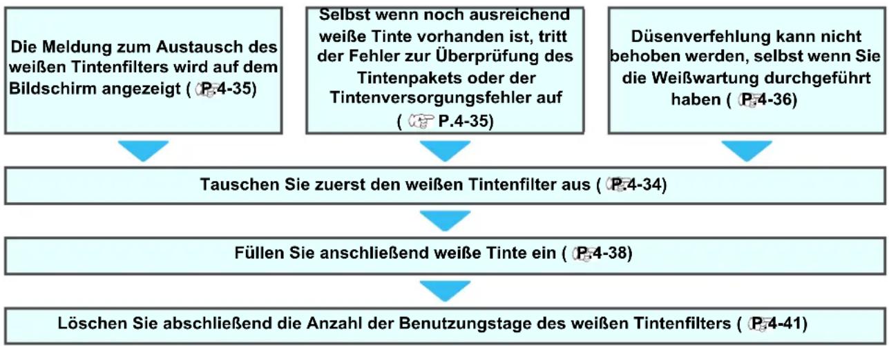 RICOH Pro L4130 - Wann ein Austausch des weißen Tintenfilters erforderlich ist - 1