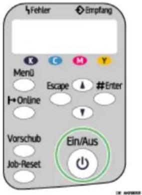 Fehler Empfang X C M Y Menu Escape #Enter Online Vorschub Ein/Aus Job-Reset