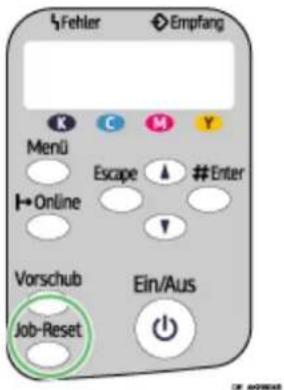 Fehler Empfang K C M Y Menü Escape #Enter Online Vorschub Ein/Aus Job-Reset