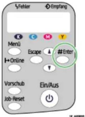 Fehler Empfang Menü Escape #Enter Online Vorschub Ein/Aus Job-Reset
