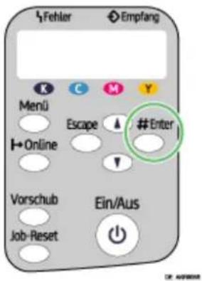 Fehler Empfang Menü Escape #Enter Online Vorschub Ein/Aus Job-Reset