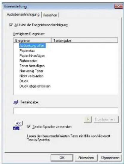 Triumph-Adler LP 4130 - Registerkarte Audiobenachrichtigung - 1