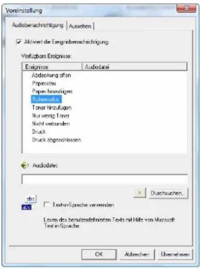 Triumph-Adler LP 4235 - Registerkarte Audiobenachrichtigung - 1