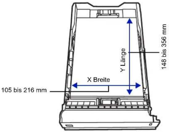 Triumph-Adler CLP 4626 - Papierbreite und -länge eingeben - 1
