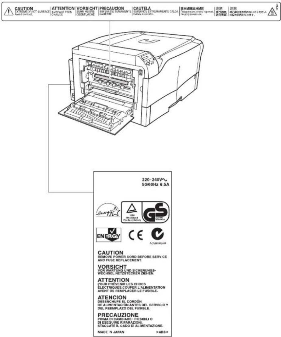 Triumph-Adler CLP 4526 - Aufkleber mit Gefahrenhinweisen - 1
