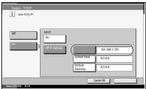 Triumph-Adler DC 2230 - TCP/IP Setup (by Entering IP Addresses) - 2