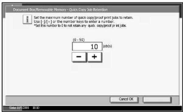 Triumph-Adler DC 2230 - Configuring the Number of Documents to Store - 1