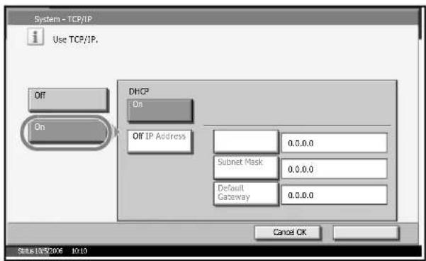 Triumph-Adler DC 2230 - TCP/IP Setup (by Entering IP Addresses) - 1
