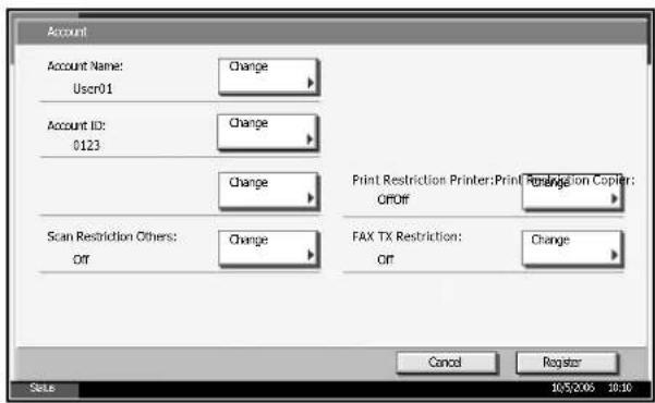 Triumph-Adler DC 2230 - Adding an Account - 1