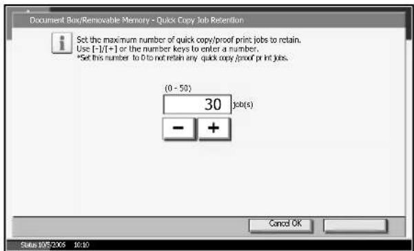 Triumph-Adler DC 2230 - Configuring the Number of Documents to Store - 1