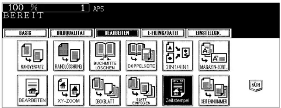 100 % 1 APS BEREIT BASIS BILDQUALITAT BEARBEITEN E-FILING/DATE EINSTELIGN. RANDVERGATZ RANDLOSCHUNG BUCHMITTE LÖSCHEN DOPPELSEITE 2IN1/4IN1 MAGAZIN-SORT. BEARBETEN XY-ZOOM DECKBLATT BLATT EINFÜGEN Zeitstempel SEITENNUMMER NACH