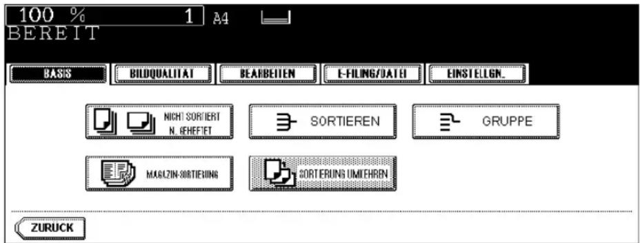 100 % 1 A4 BEREIT BASIS BILDQUALITAT BEARBEITEM E-FILING/DATE EINSTELIGN_ NICHI SORTIERI N. GEHEFIET SORTIEREN GRUPPE MAGLZIN-SORTIEVING SORTERUNG UMEHREN ZURUCK