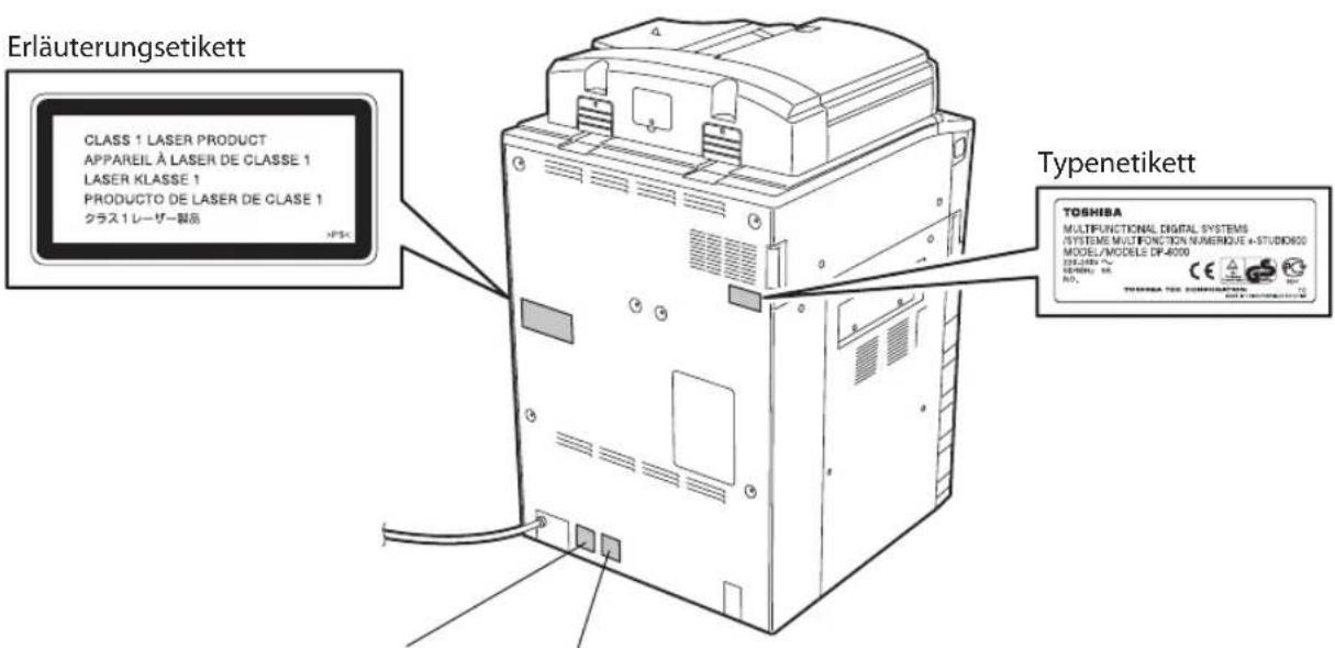 Erläuterungsetikett CLASS 1 LASER PRODUCT APPAREIL À LASER DE CLASSE 1 LASER KLASSE 1 PRODUCTO DE LASER DE CLASE 1 クラス 1 レーザー製品 Typenetikett TOSHIBA MULTIFUNCTIONAL DIGITAL SYSTEMS /SYSTEME MULTIFONCTION NUMERIQUE +STUDIO600 MODEL/MODELE DP-4000 224-LABR 78 NO. TOSHIBA TES COMMUNICATIONS 224-LABR 78 NO.