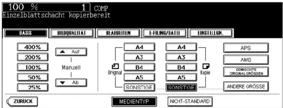 TOSHIBA E-Studio 720 - Wenn kein Normalpapier eingelegt ist, drücken Sie auf die Taste MEDIENTYP. - 1