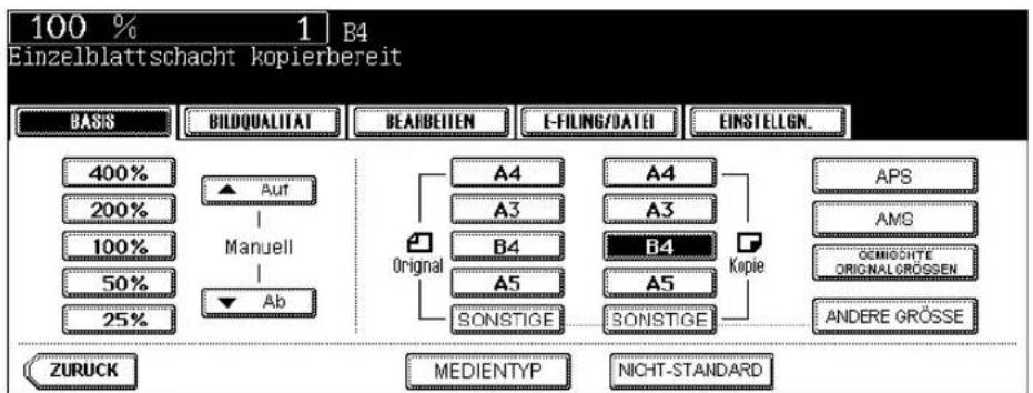 TOSHIBA E-Studio 720 - Tippen Sie auf die Taste, die der Papiergröße entspricht. - 1