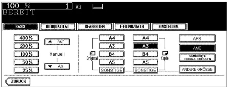 TOSHIBA E-Studio 720 - Tippen Sie auf die Taste AMS. - 1