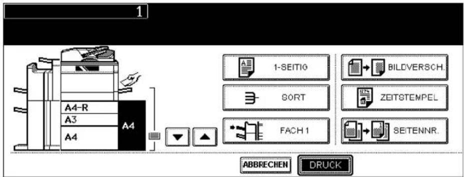 1 A4-R A3 A4 1-SEITIG SORT FACH 1 BILDVERSCH. ZEITSTEMPEL SEITENNR. ABBRECHEN DRUCK